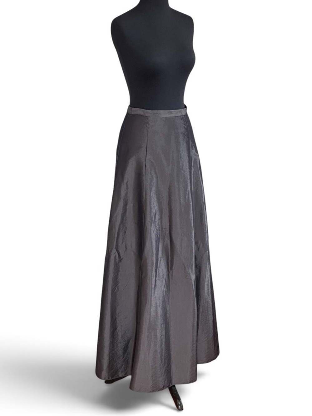 Express WorldBrand Shimmering Taffeta Charcoal Gray Maxi Skirt Sz 5/6 Pockets